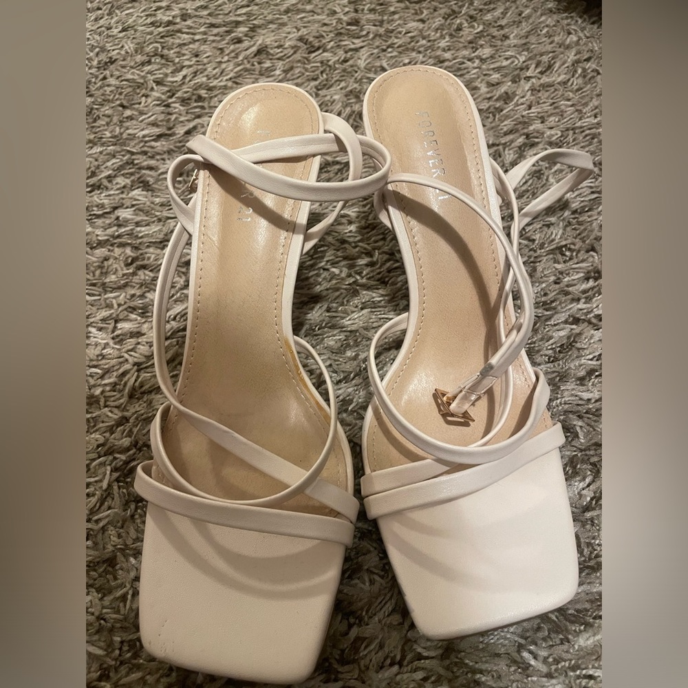Nude wrap ankle heels